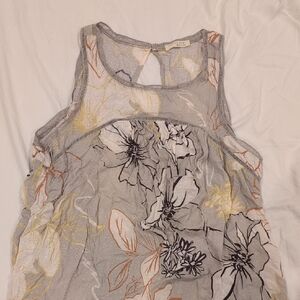 Lovestitch Floral Tank Top - Gray and Yellow